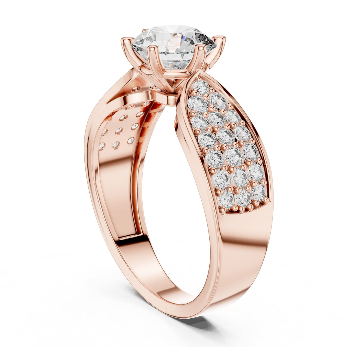 Round Accented Lab Grown Diamond Engagement Ring