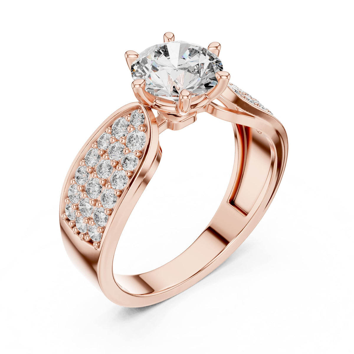 Round Accented Lab Grown Diamond Engagement Ring