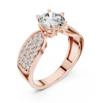 Round Accented Lab Grown Diamond Engagement Ring