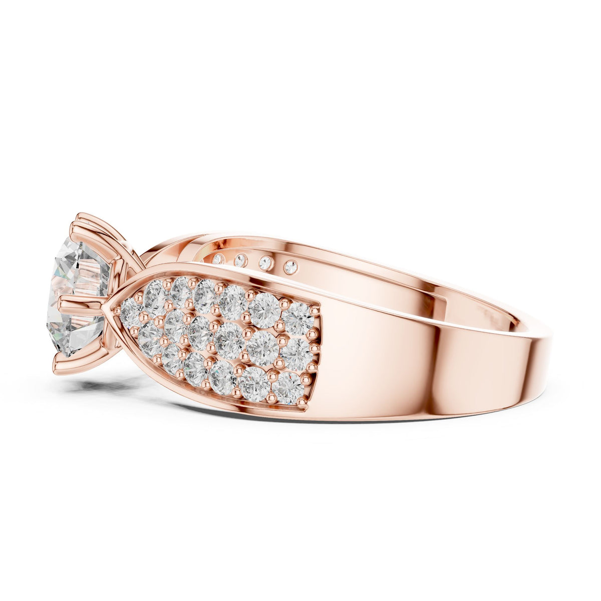 Round Accented Lab Grown Diamond Engagement Ring