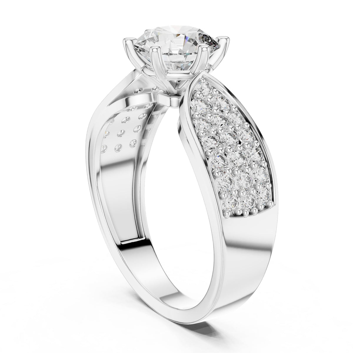 Round Accented Lab Grown Diamond Engagement Ring