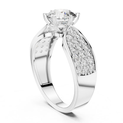 Round Accented Lab Grown Diamond Engagement Ring