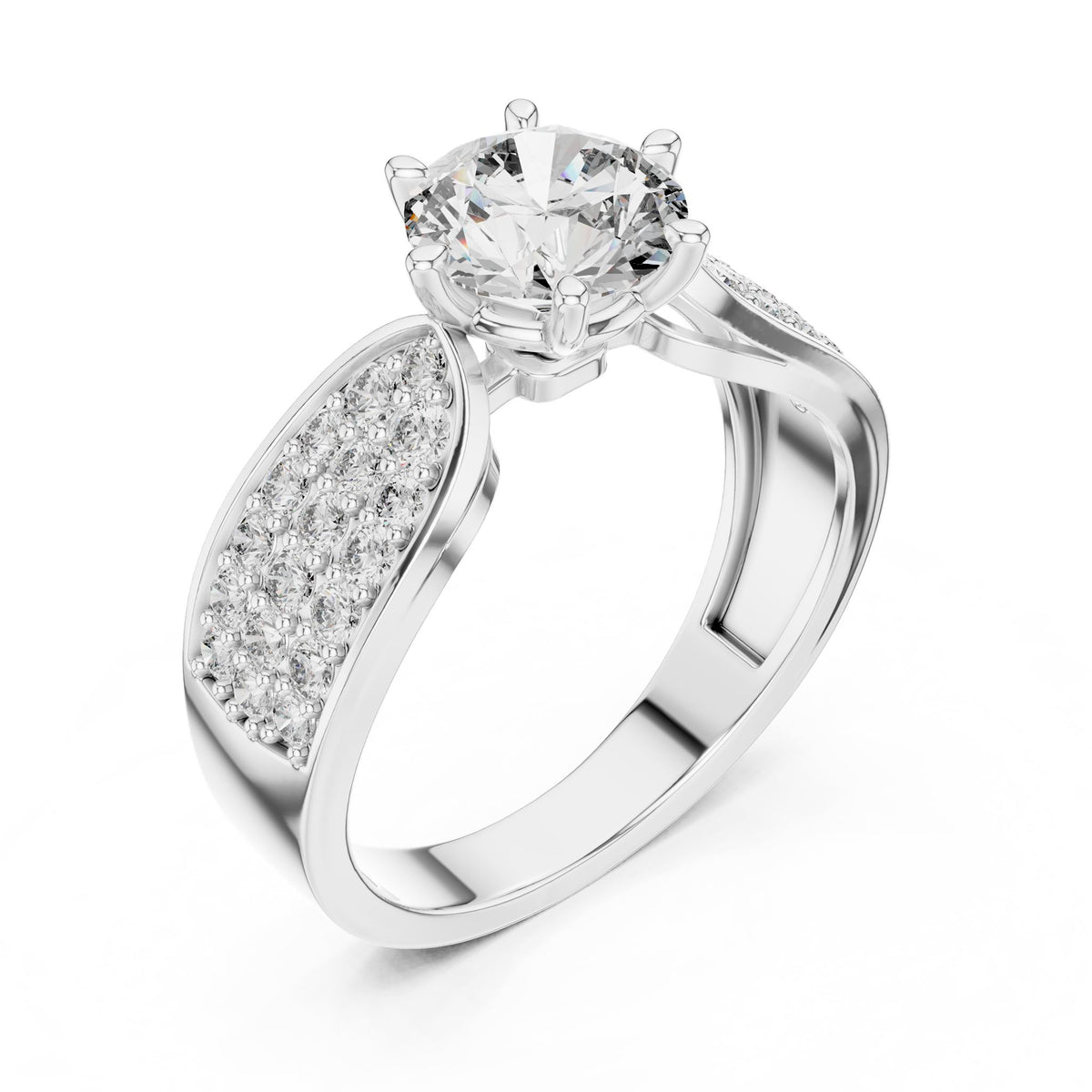 Round Accented Lab Grown Diamond Engagement Ring