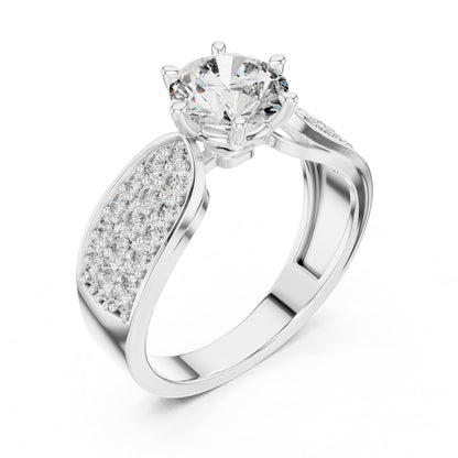 Round Accented Lab Grown Diamond Engagement Ring