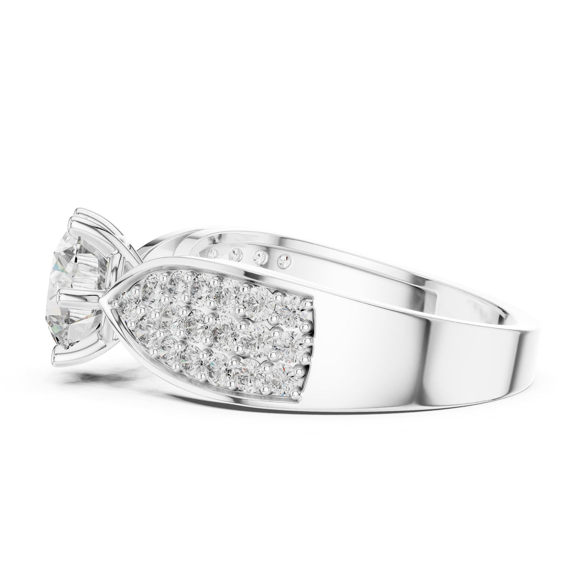 Round Accented Lab Grown Diamond Engagement Ring