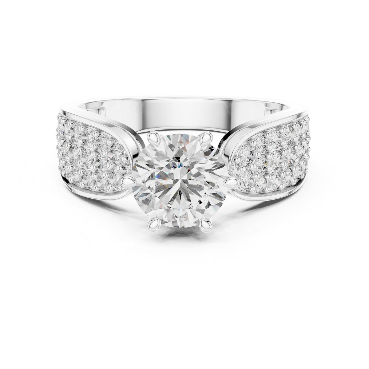 Round Accented Lab Grown Diamond Engagement Ring