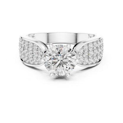 Round Accented Lab Grown Diamond Engagement Ring