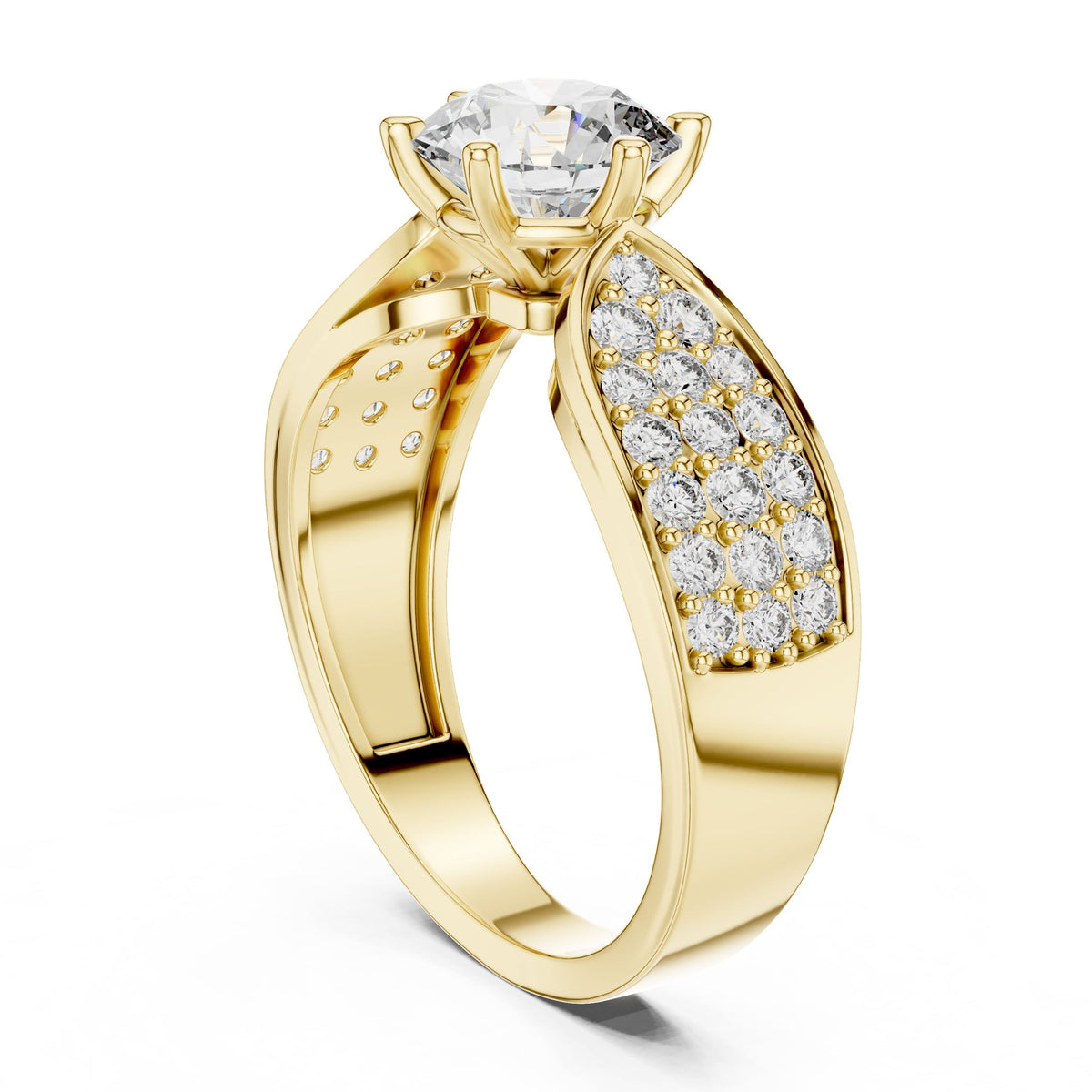 Round Accented Lab Grown Diamond Engagement Ring