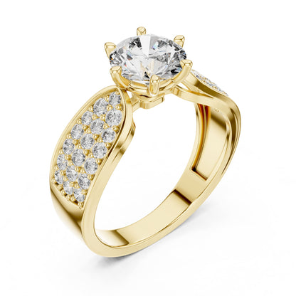 Round Accented Lab Grown Diamond Engagement Ring