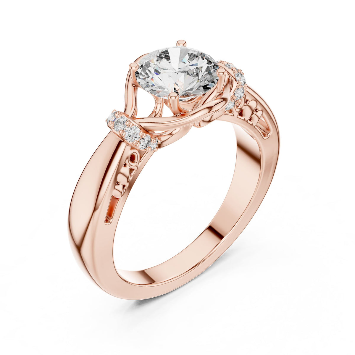 Round Accented Lab Grown Diamond Engagement Ring