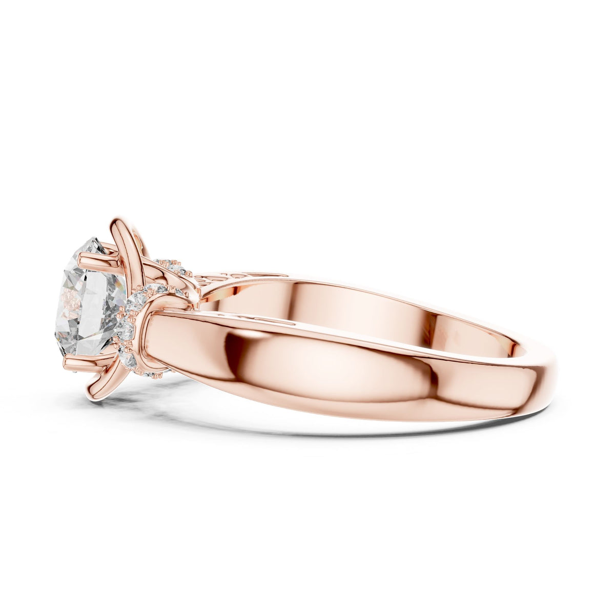 Round Accented Lab Grown Diamond Engagement Ring