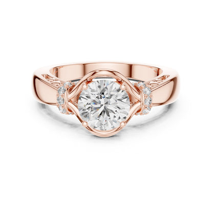 Round Accented Lab Grown Diamond Engagement Ring