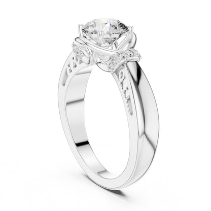 Round Accented Lab Grown Diamond Engagement Ring