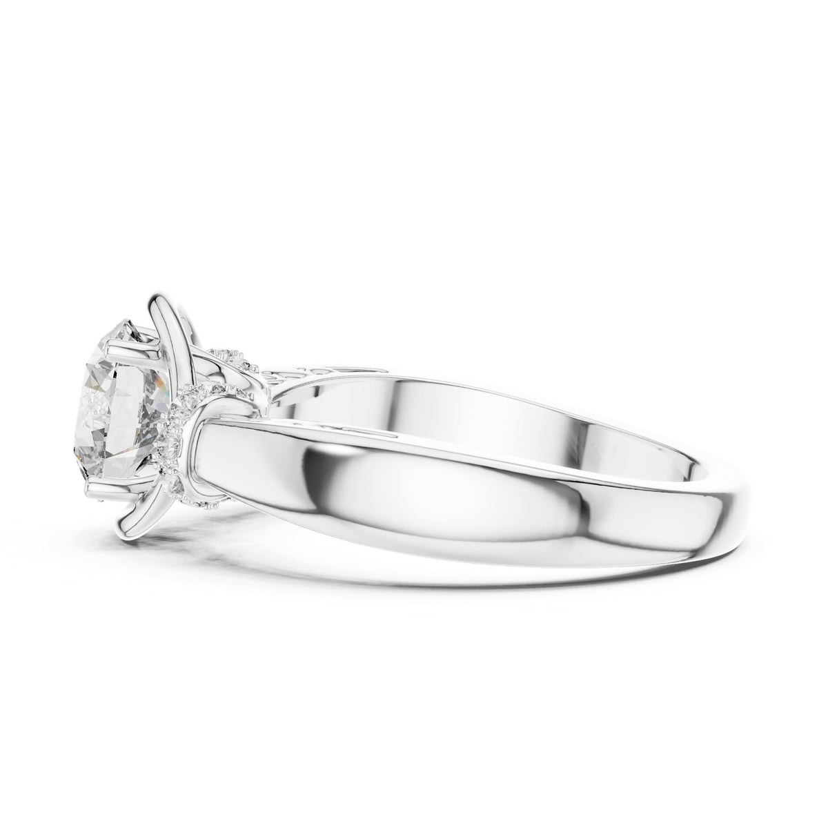 Round Accented Lab Grown Diamond Engagement Ring