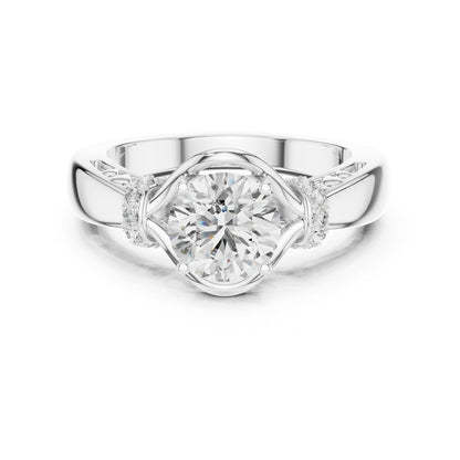 Round Accented Lab Grown Diamond Engagement Ring