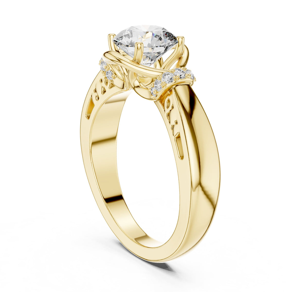 Round Accented Lab Grown Diamond Engagement Ring