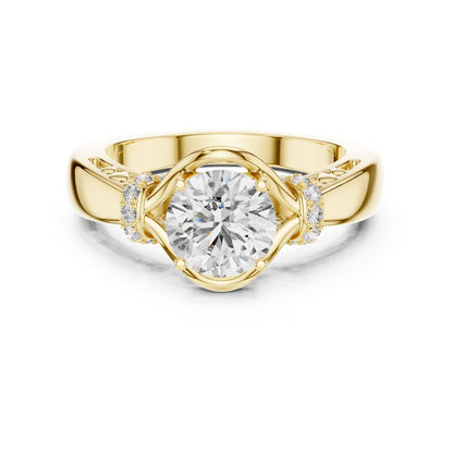 Round Accented Lab Grown Diamond Engagement Ring
