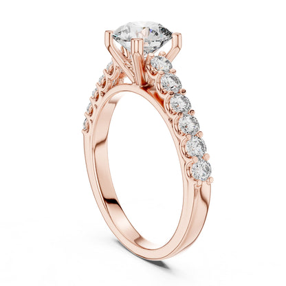 Round Accented Lab Grown Diamond Engagement Ring