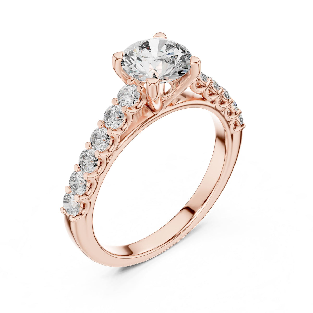 Round Accented Lab Grown Diamond Engagement Ring