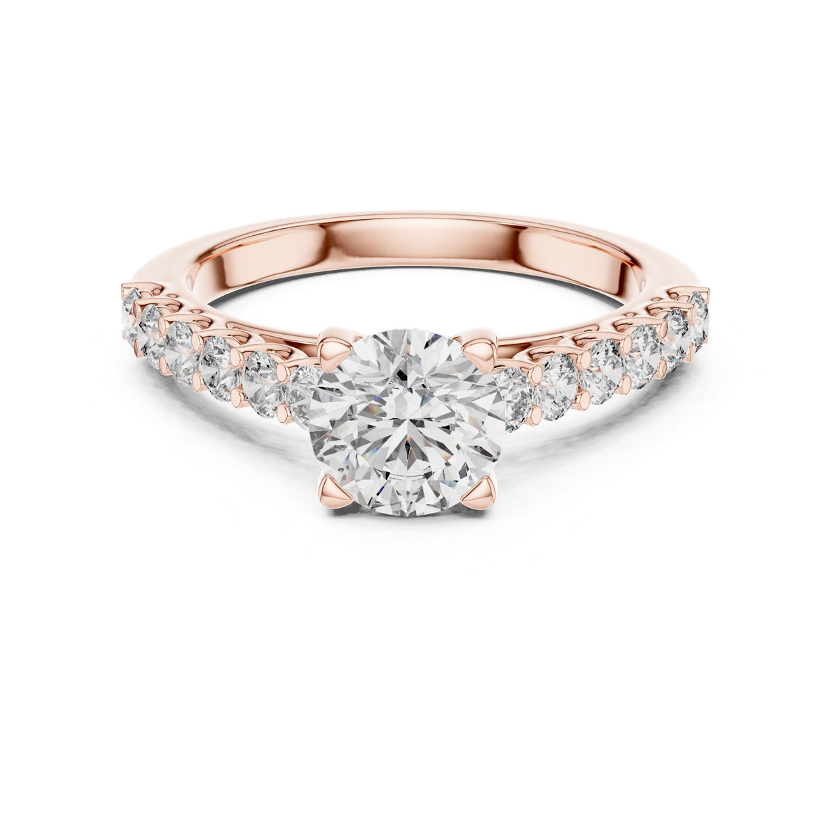 Round Accented Lab Grown Diamond Engagement Ring