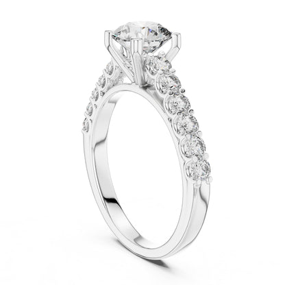 Round Accented Lab Grown Diamond Engagement Ring