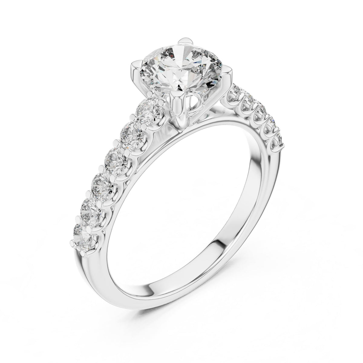 Round Accented Lab Grown Diamond Engagement Ring