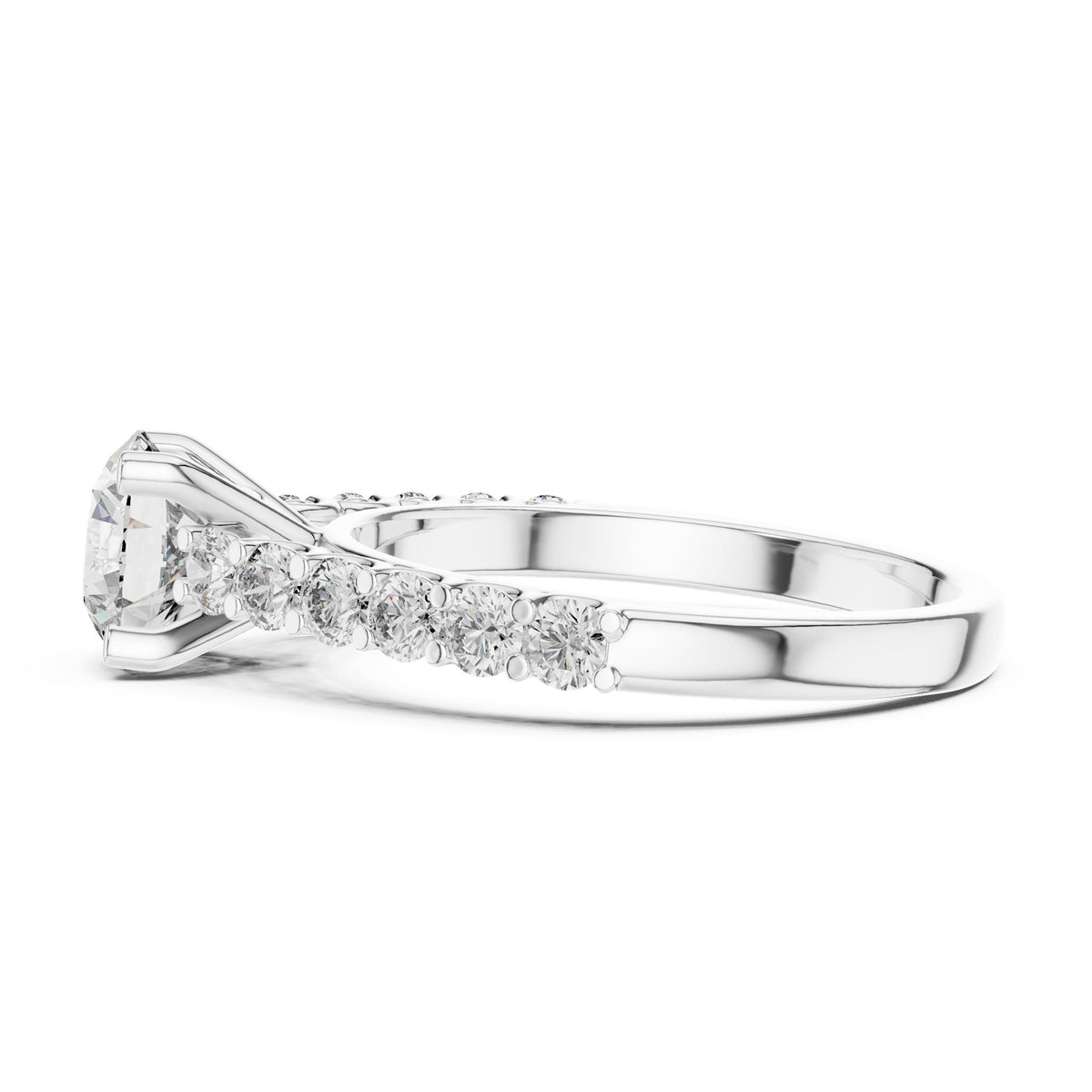 Round Accented Lab Grown Diamond Engagement Ring