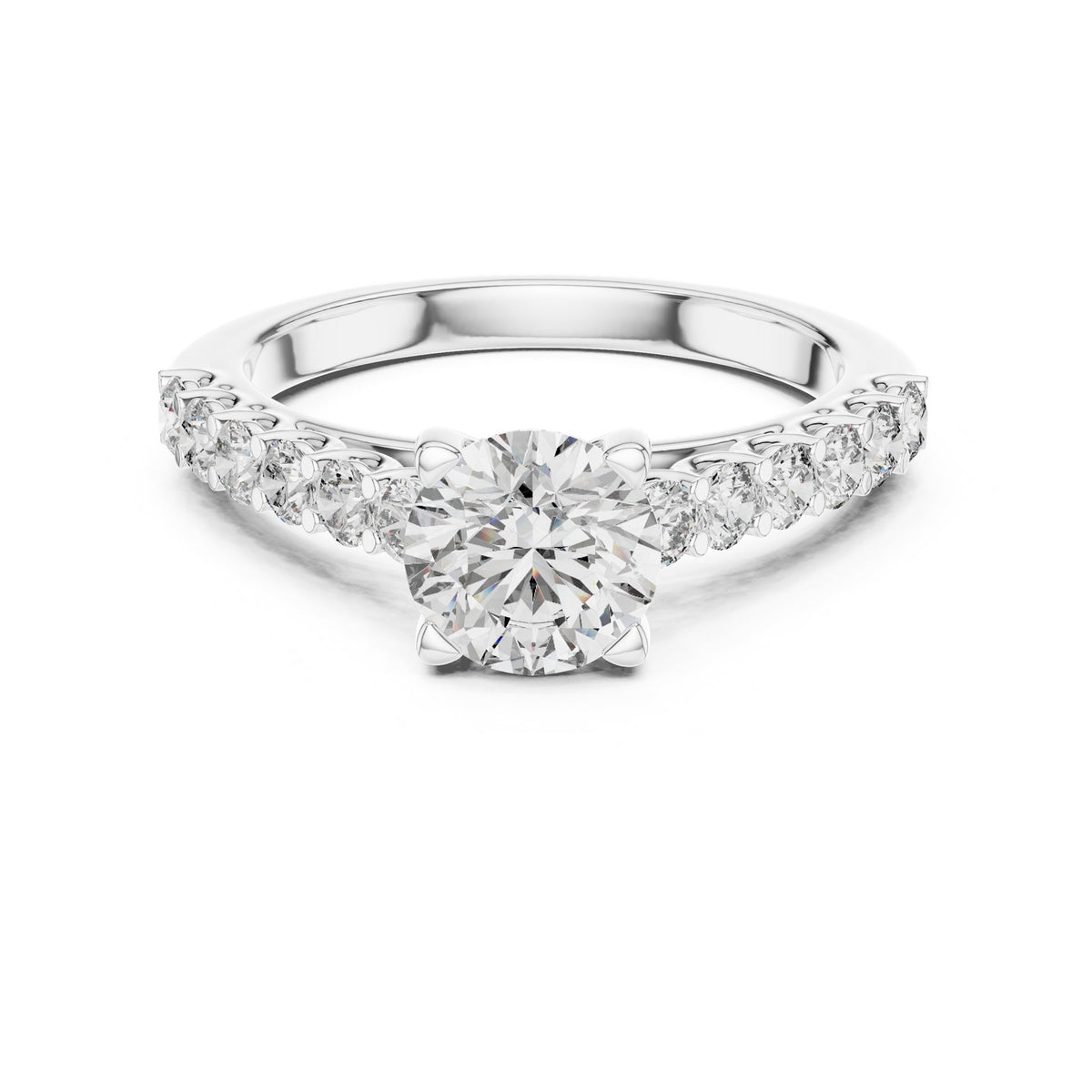 Round Accented Lab Grown Diamond Engagement Ring
