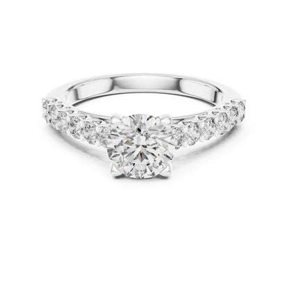 Round Accented Lab Grown Diamond Engagement Ring