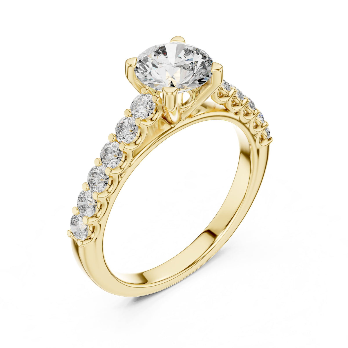 Round Accented Lab Grown Diamond Engagement Ring