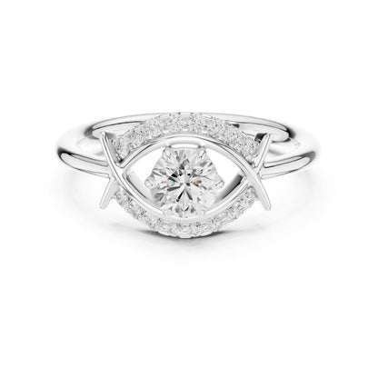Round Accented Lab Grown Diamond Engagement Ring