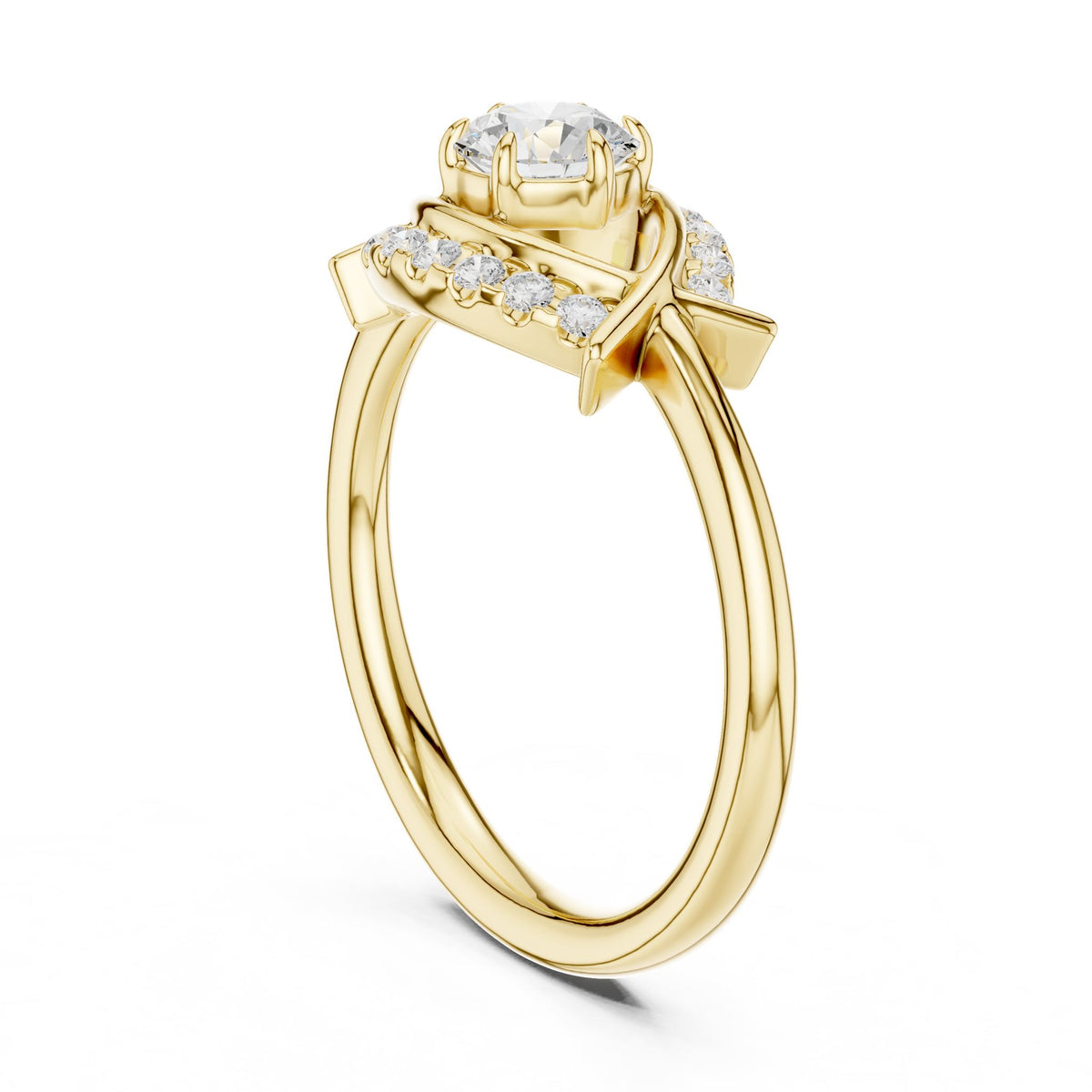 Round Accented Lab Grown Diamond Engagement Ring