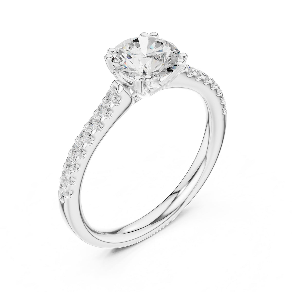 Round Accented Lab Grown Diamond Engagement Ring