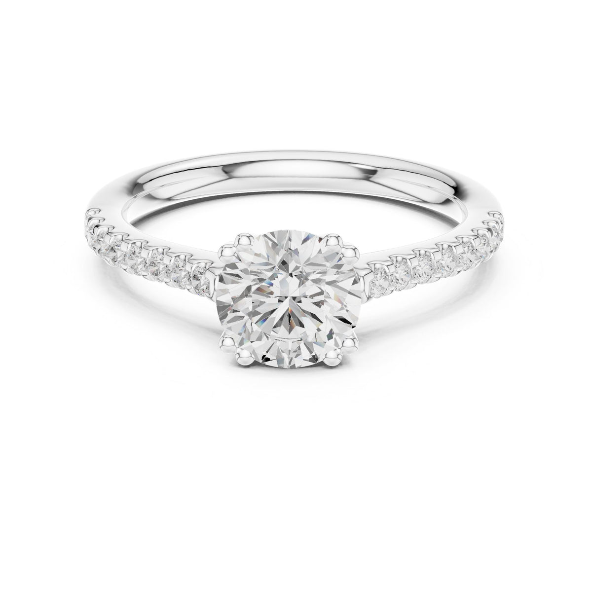 Round Accented Lab Grown Diamond Engagement Ring