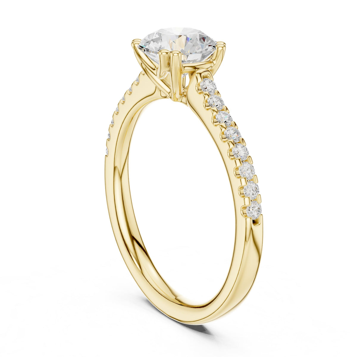 Round Accented Lab Grown Diamond Engagement Ring