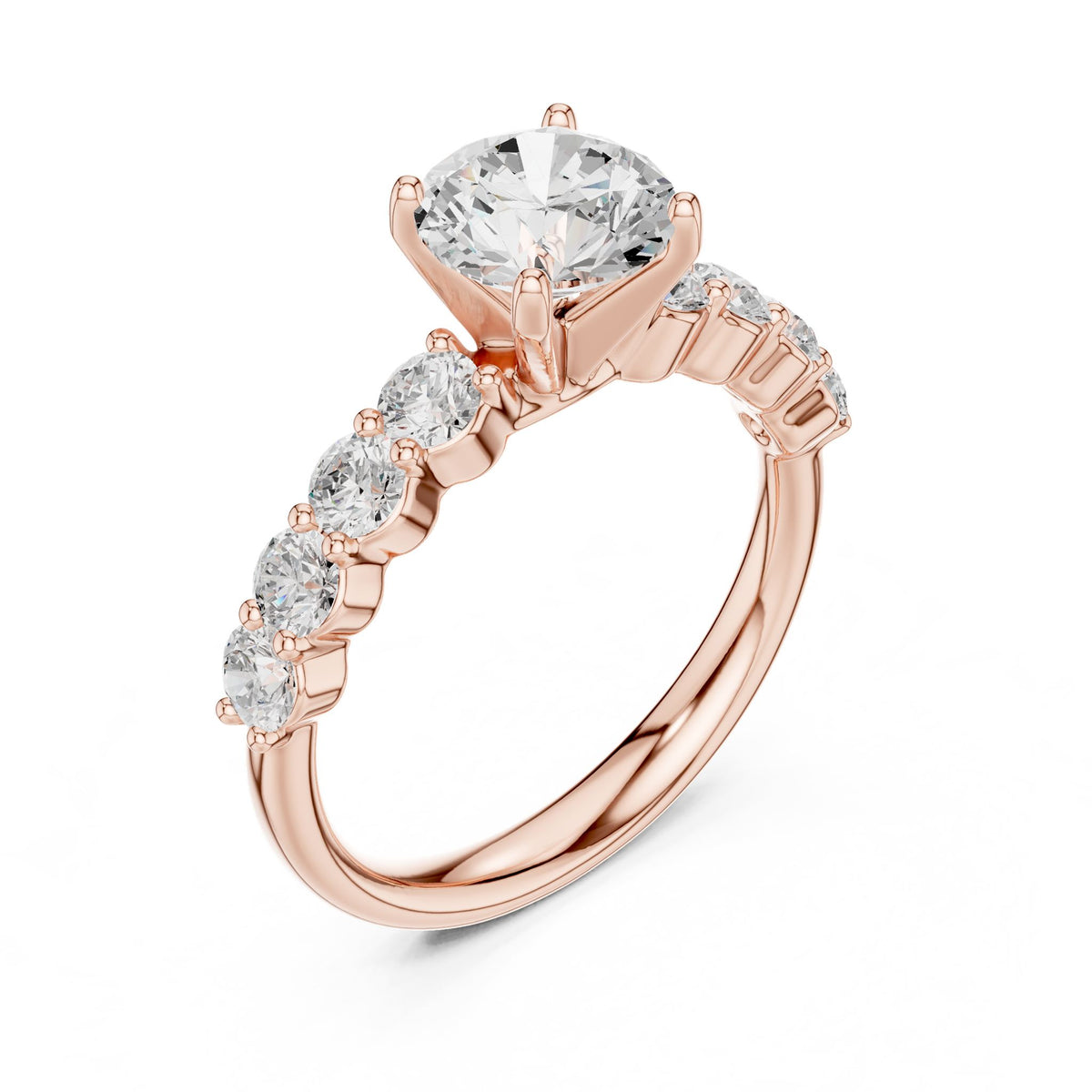 Round Accented Lab Grown Diamond Engagement Ring