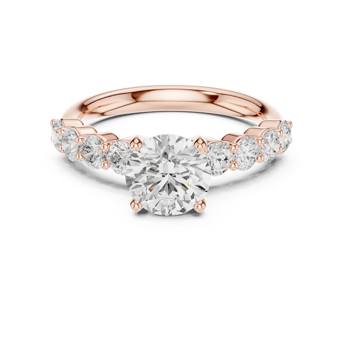 Round Accented Lab Grown Diamond Engagement Ring