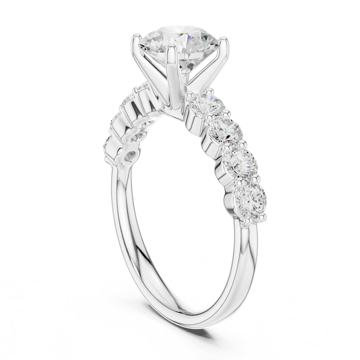Round Accented Lab Grown Diamond Engagement Ring