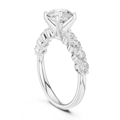Round Accented Lab Grown Diamond Engagement Ring