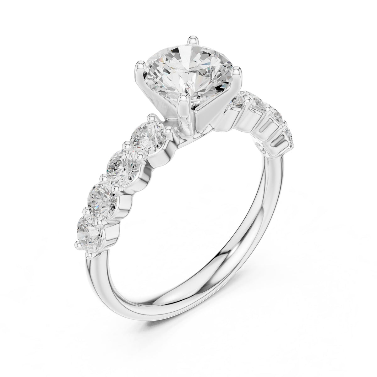 Round Accented Lab Grown Diamond Engagement Ring