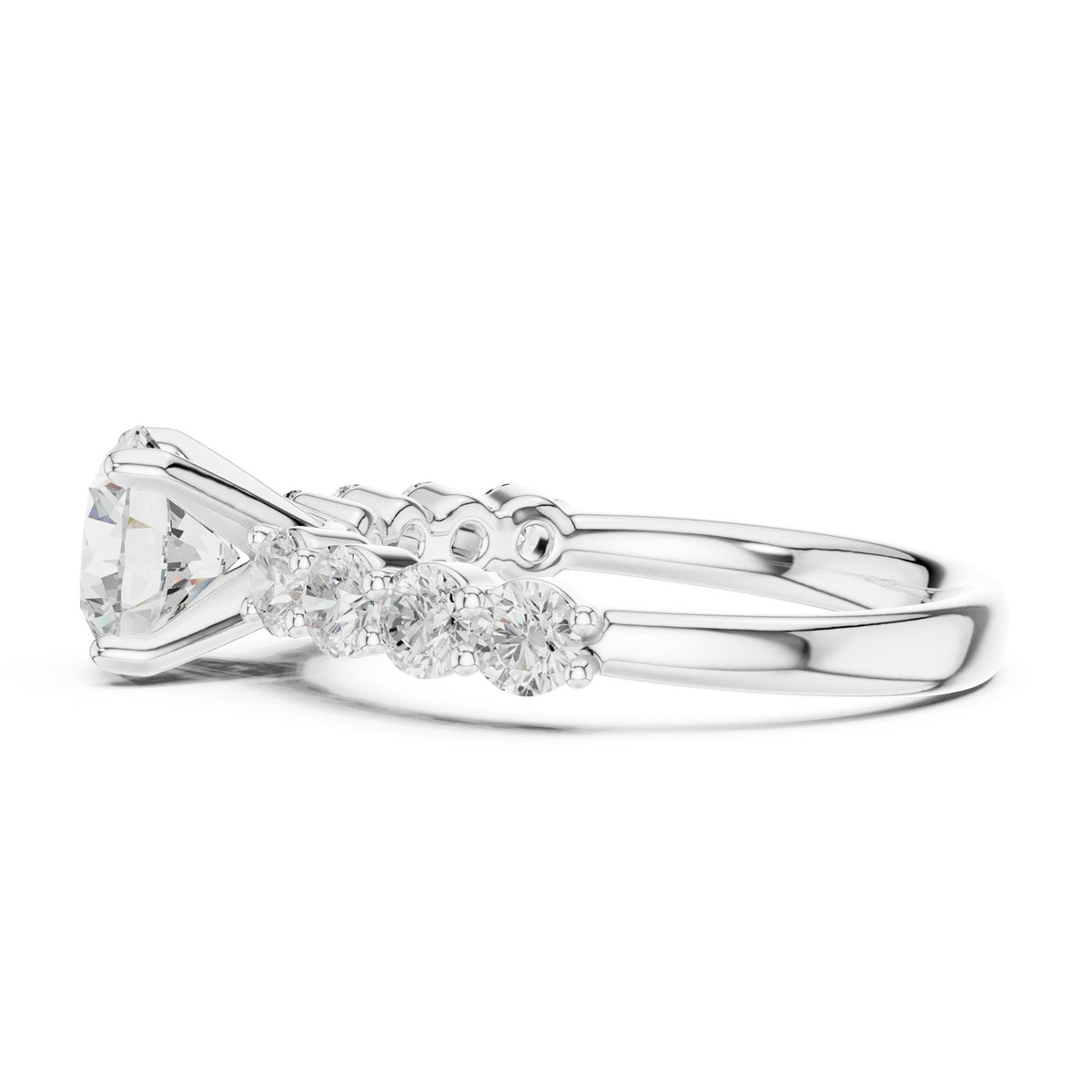 Round Accented Lab Grown Diamond Engagement Ring