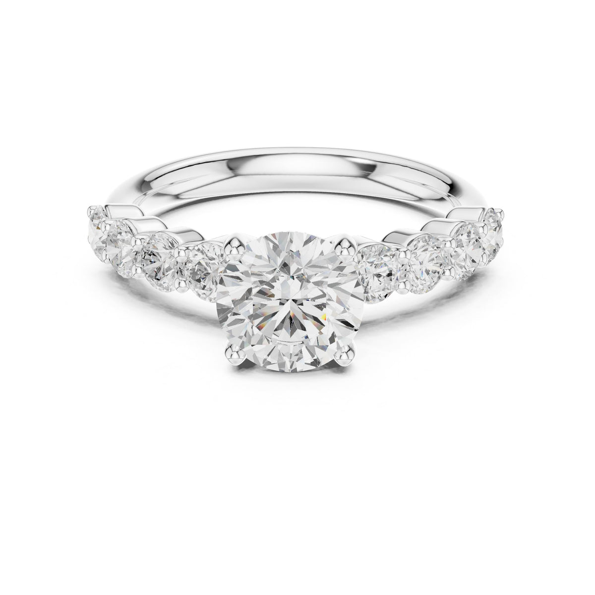 Round Accented Lab Grown Diamond Engagement Ring