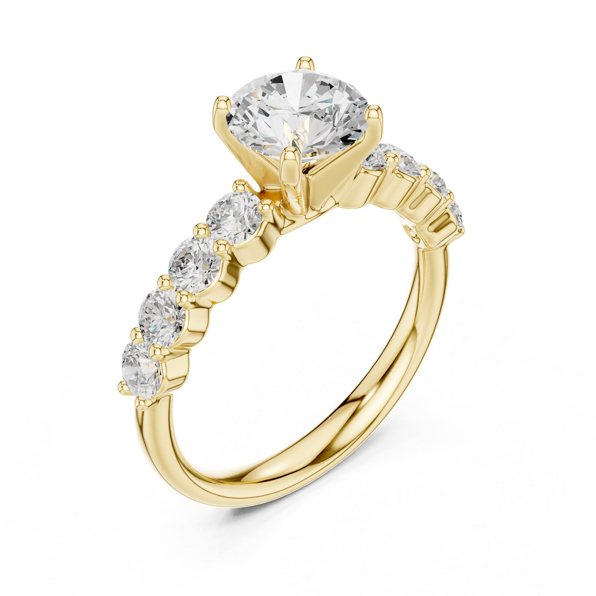 Round Accented Lab Grown Diamond Engagement Ring