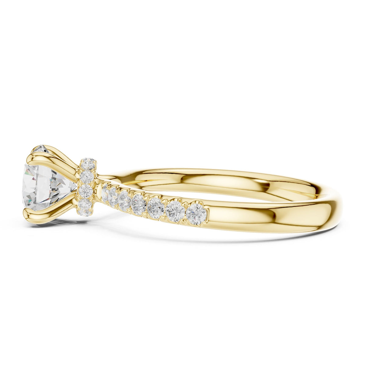 Round Accented Lab Grown Diamond Engagement Ring