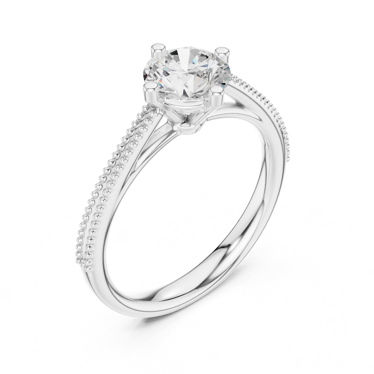 Round Accented Lab Grown Diamond Engagement Ring