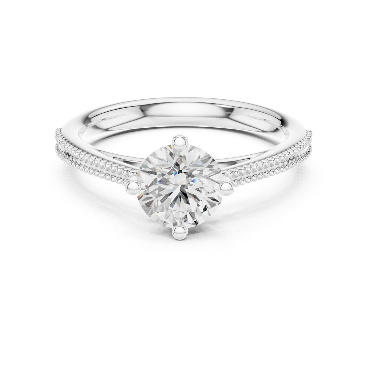Round Accented Lab Grown Diamond Engagement Ring