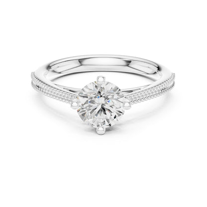 Round Accented Lab Grown Diamond Engagement Ring