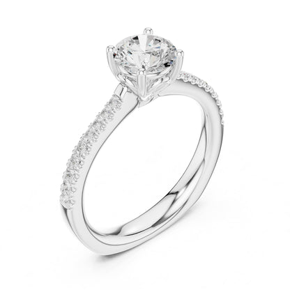 Round Accented Lab Grown Diamond Engagement Ring