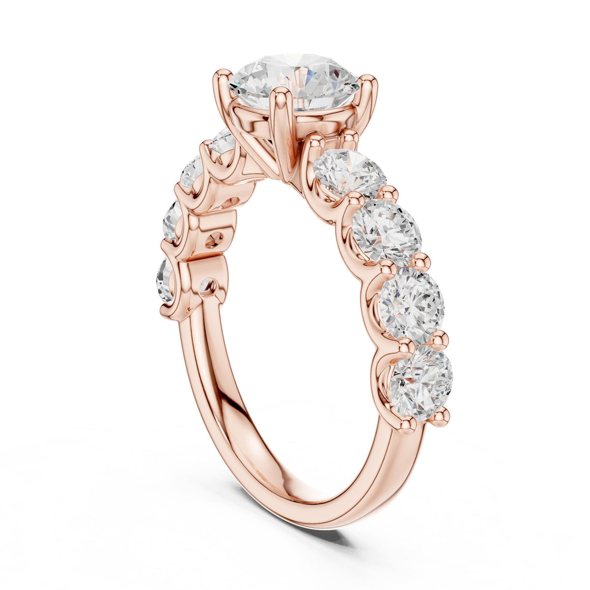 Round Accented Lab Grown Diamond Engagement Ring