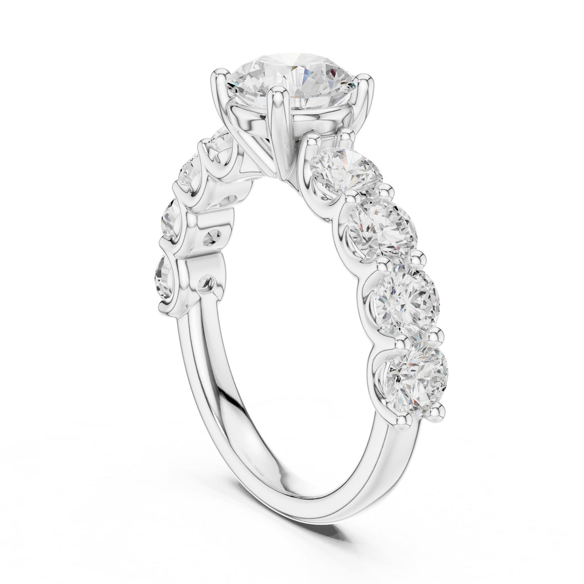 Round Accented Lab Grown Diamond Engagement Ring